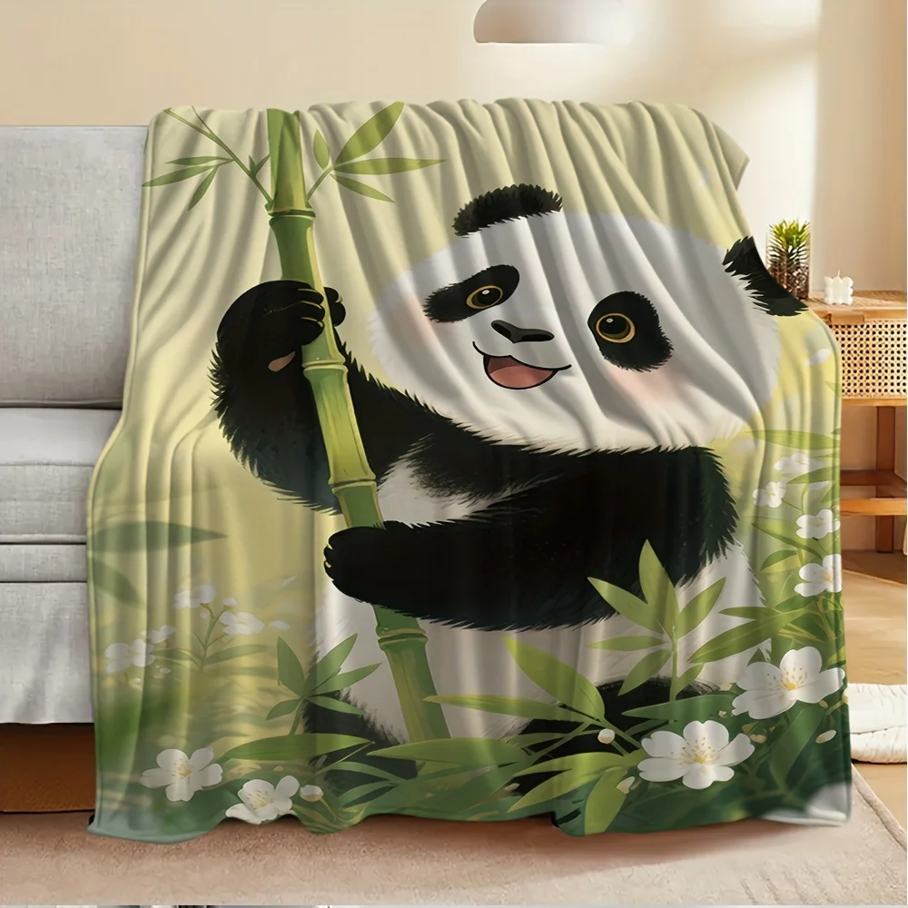 Cute Panda Bamboo Blanket Gift for Panda Lover Adult Kids Flannel Throw Blanket Soft Fuzzy Lightweight for Couch Bed Sofa Decor