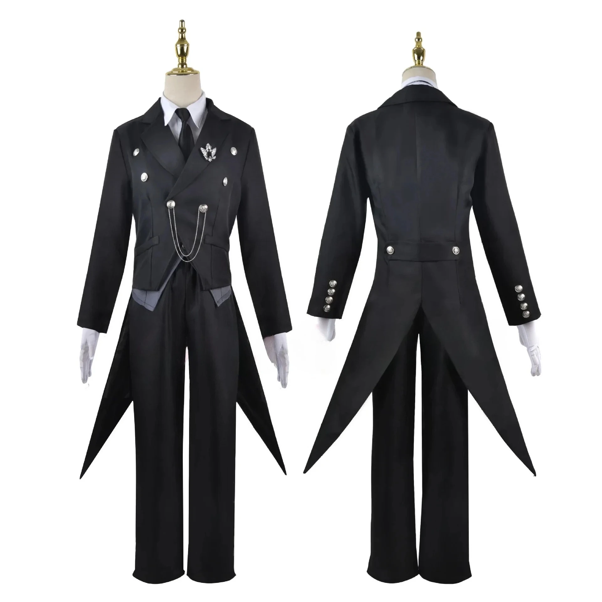 

Костюм Черного дворецкого для взрослых, карнавальная униформа, парик, аниме-костюм для Хэллоуина, маскарадный костюм для женщин, игровой костюм