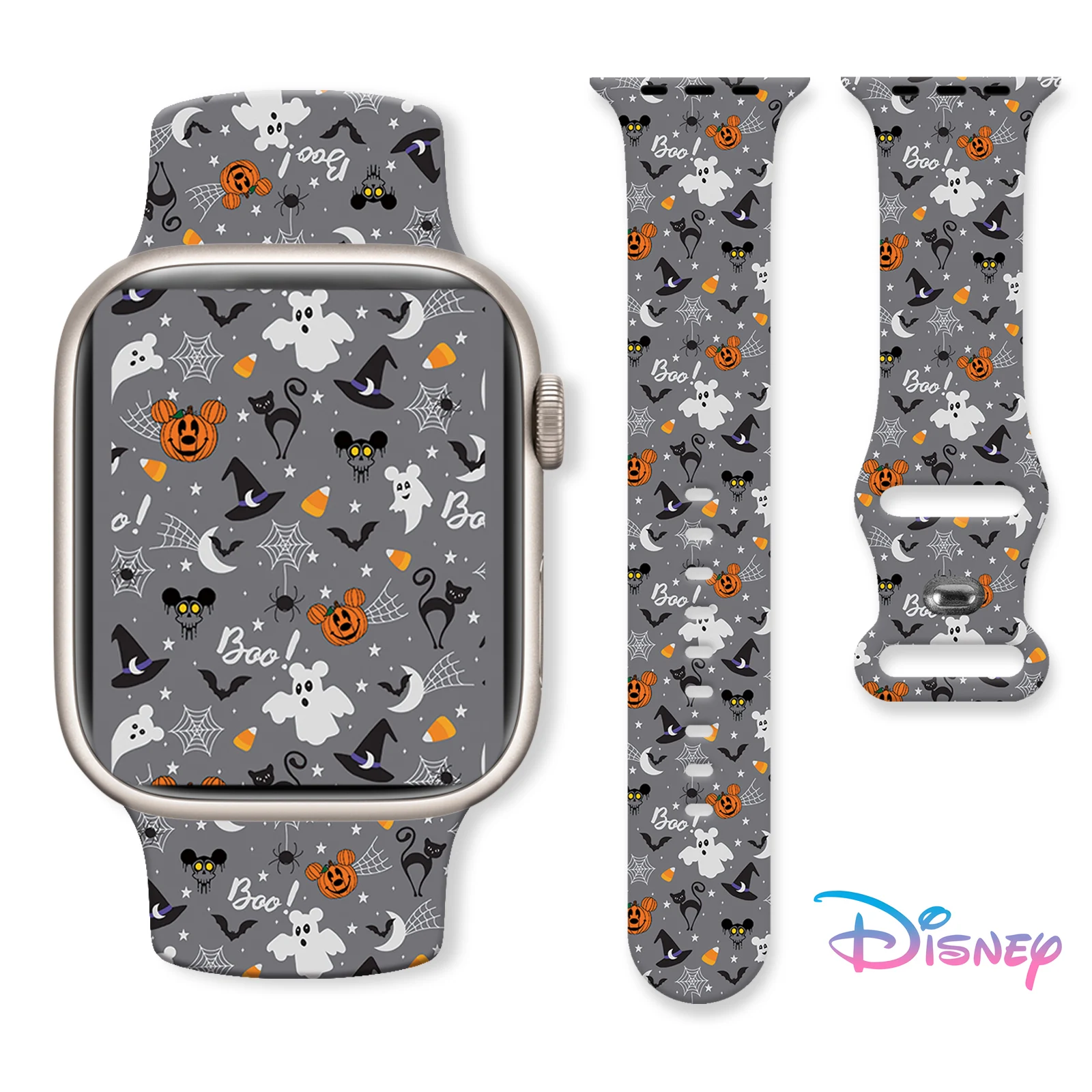 Disney-Correa de silicona con estampado de Halloween para Apple Watch, pulsera reemplazable de 45mm, 44mm, 42mm, 41mm, Mich, 9, 8, 7, SE, 6