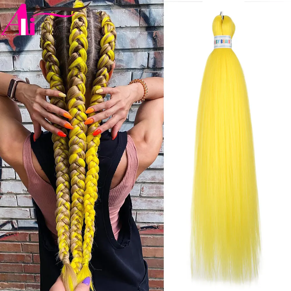 Braiding Hair Pre-stretched 26 Inch Green Hair Extensions for Braids Synthetic Hair DIY Pink Red Jumbo Ponytail Braid