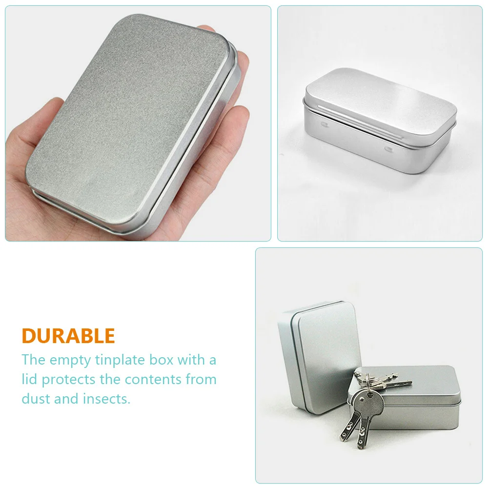 

6Pcs Tinplate Storage Boxes Metal Containers with Lids Portable Organizer for Small Items Jewelry Keys Pills Cases