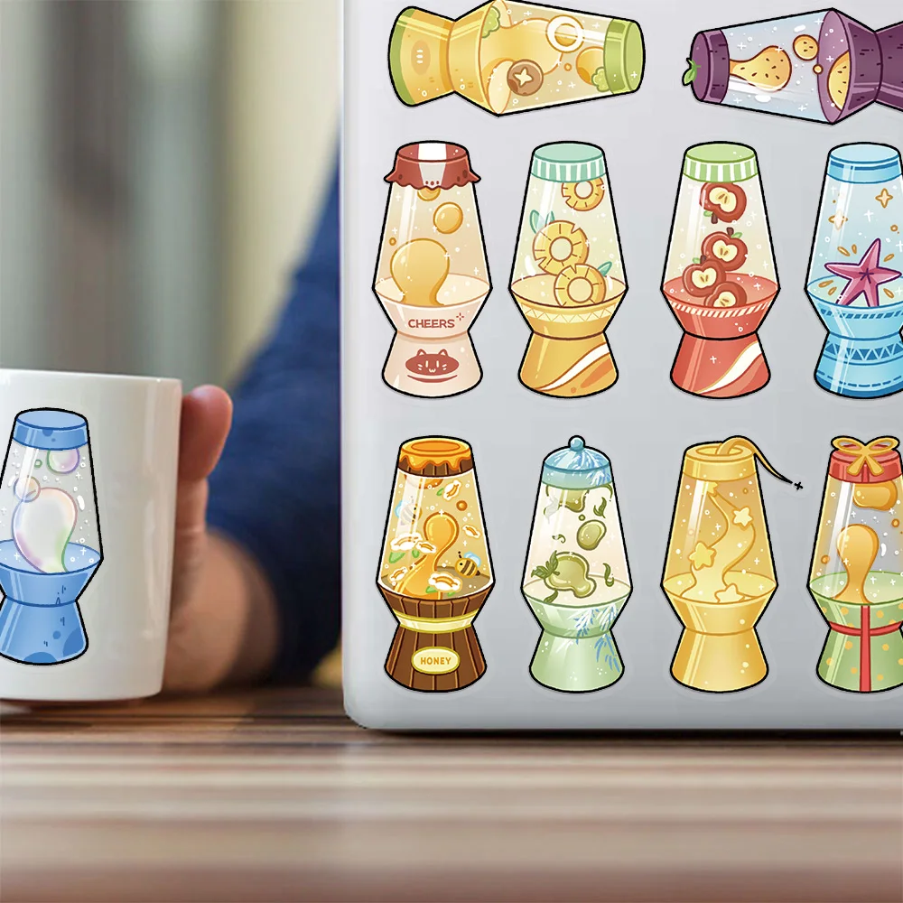 50PCS Colorful Lava Lamp Fun Stickers DIY Handmade Materials Phone Case Laptop Luggage Bottle Body Stickers
