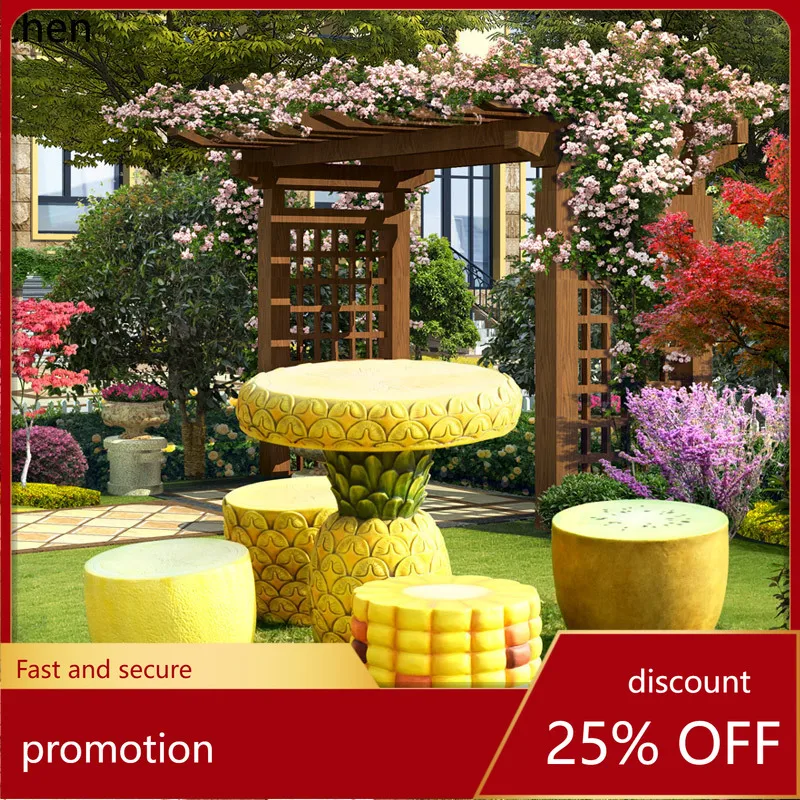 

CZ Decorative Courtyard Garden Landscape Outdoor Park Community Table and Chair Ornaments