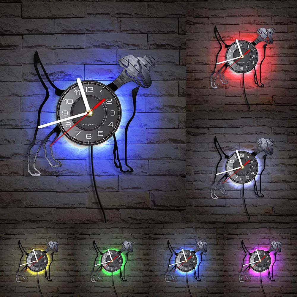 جاك راسل جحر الفينيل LP سجل ساعة حائط لمتجر الحيوانات الأليفة جرو الكلب ديكور المنزل الثعلب الصيد الكلب تولد الظل الفن ساعة حائط