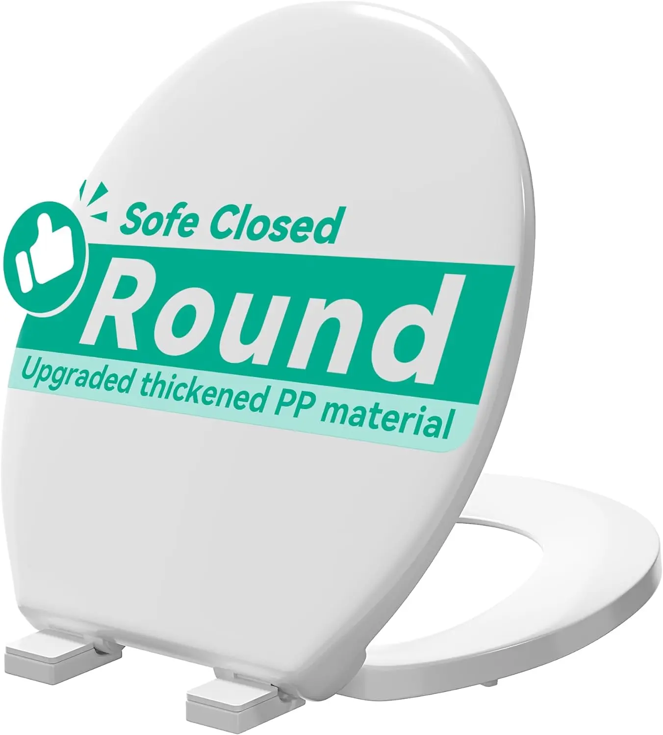 

Круглое сиденье для унитаза с плавно закрывающимися петлями, простая установка, прочный пластик, для стандартных унитазов диаметром 16,5 дюймов.