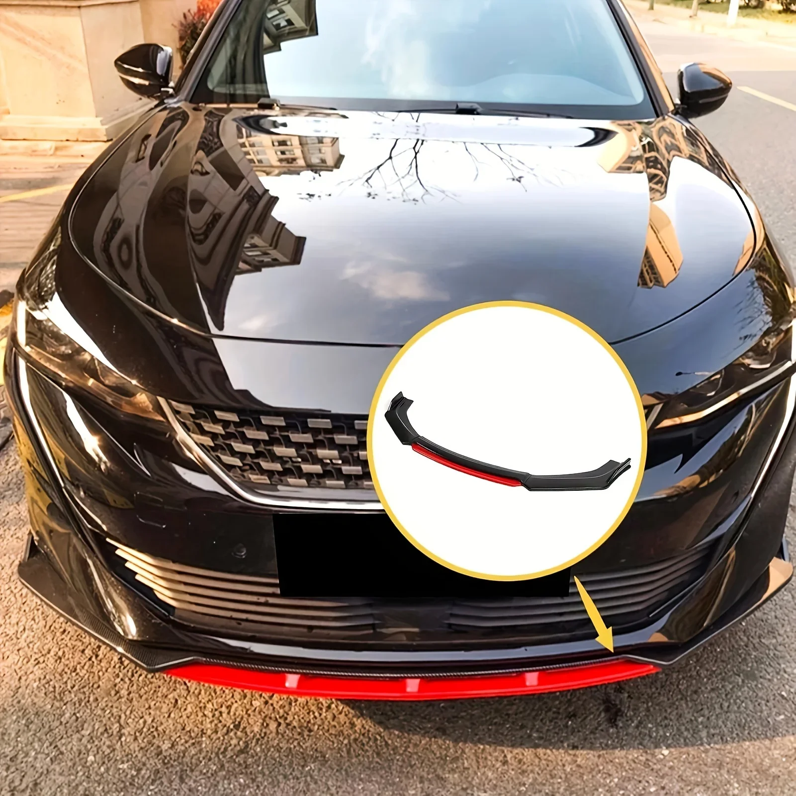 General Motors three-stage front shovel with red trim strip, front lip, small surround, front bumper, front shovel Accessories