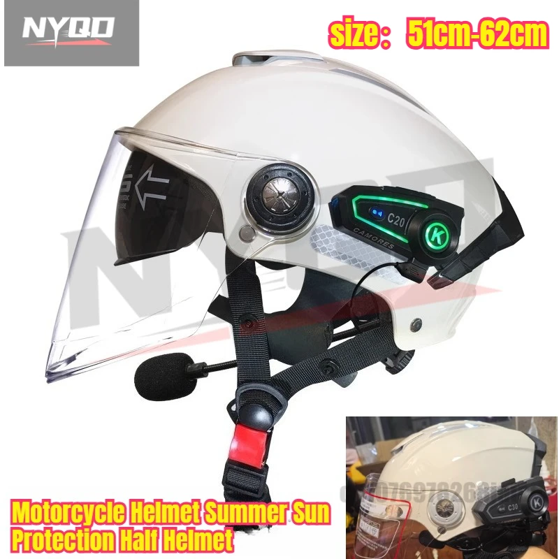 

NEW Motorcycle Helmet Summer Sun Protection Half Helmet Unisex Dual Lens Bluetooth Helmet Cascos Para Moto