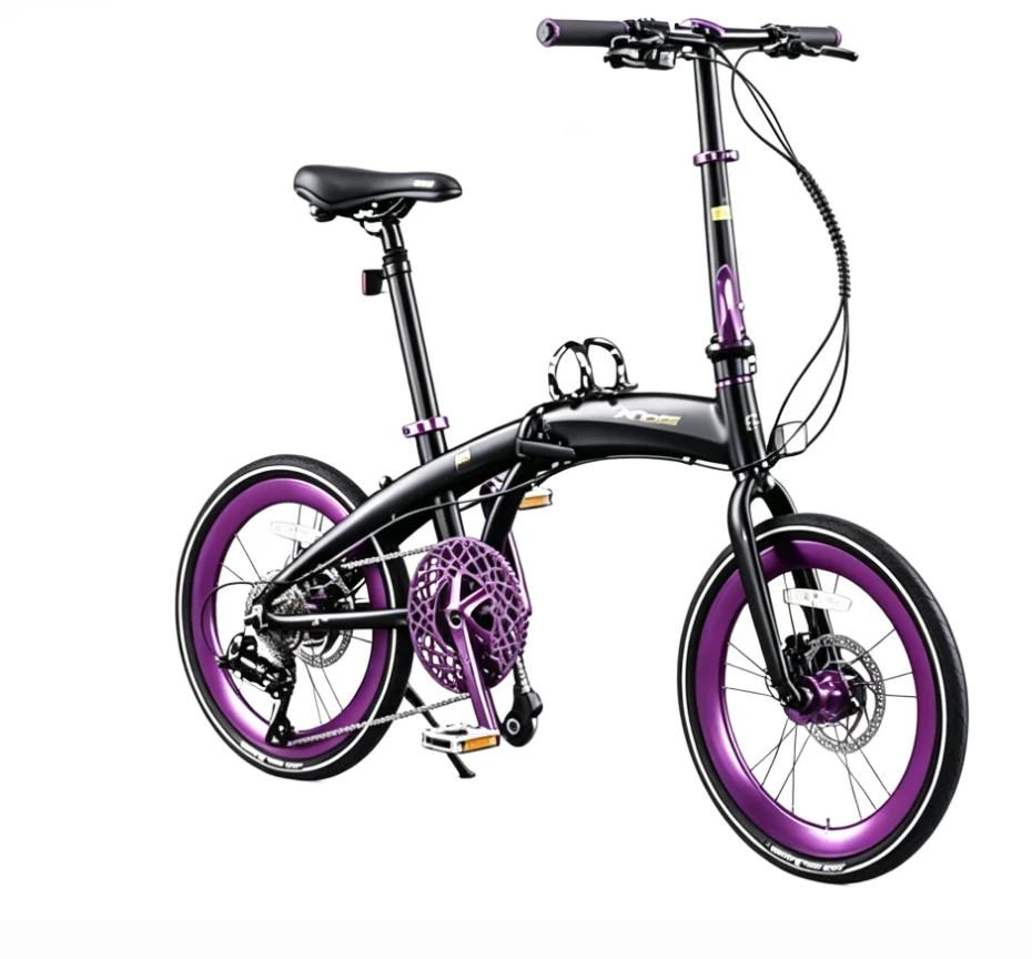 Vibrant Color Triple Folding Aluminum Alloy Bike Shimano 9 Speed Hydraulic Disc Brake Portable Urban Commuter Bicycle view 3