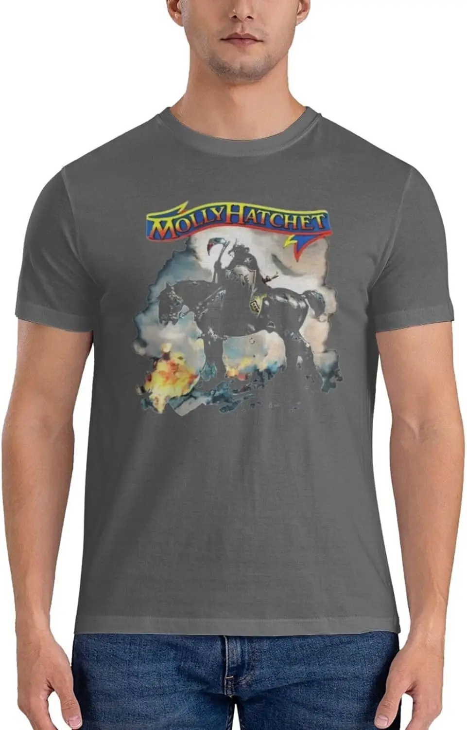 Molly Music Hatchet Shirt Men's Crew Neck Short Sleeve Tops Fashion Trend Tee Deep Heather