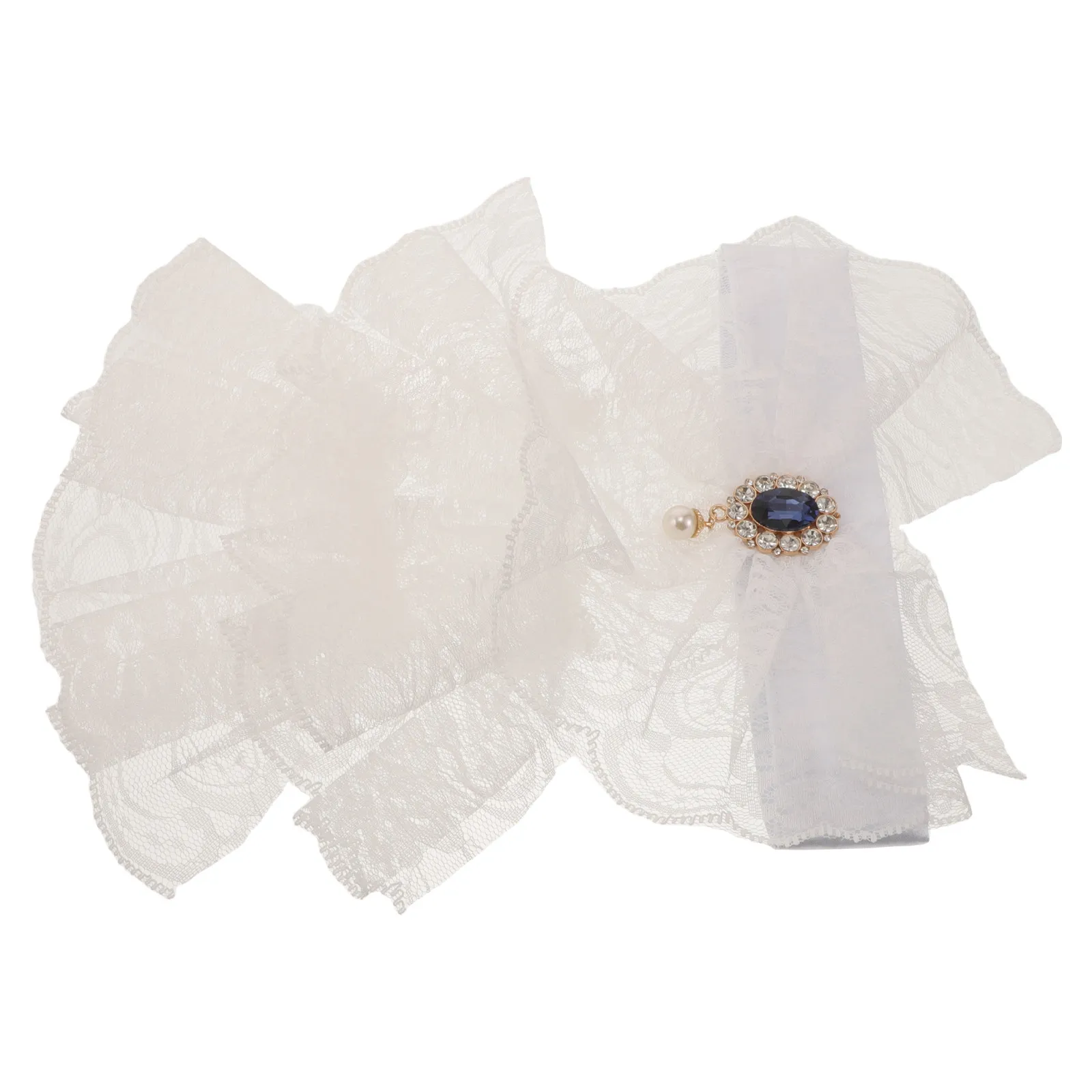 Victorian Ruffled Detachable Lace Collar Elegant Pleated Clown Dickey Dress Up Lace Decorative Collar for Casual
