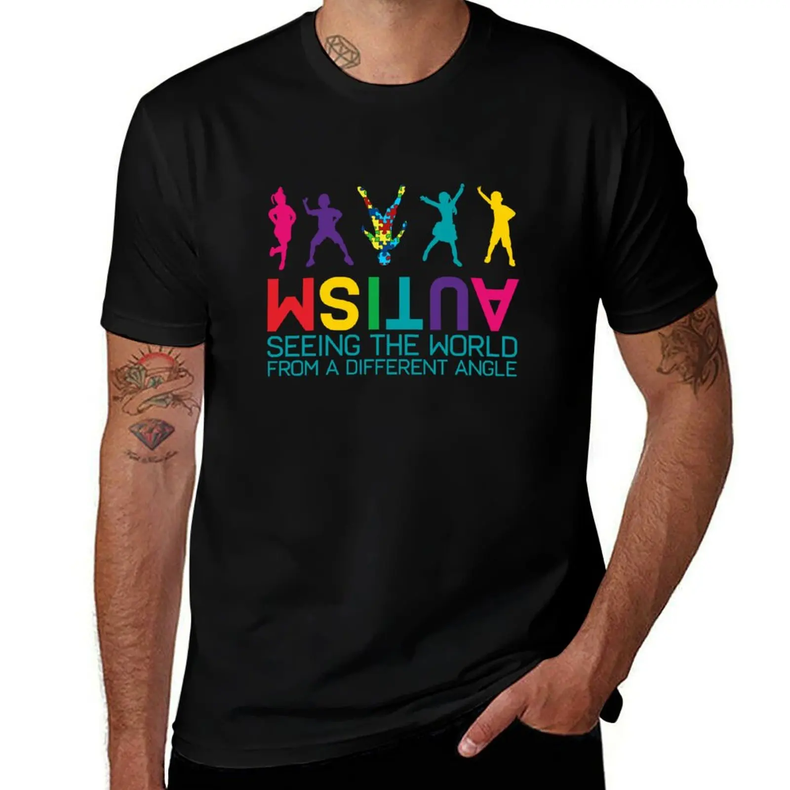 

Funny Autism Awareness Seeing The World From Different Angles T-Shirt Funny t-shirts funny gifts Short sleeve tee Men's t-shirt