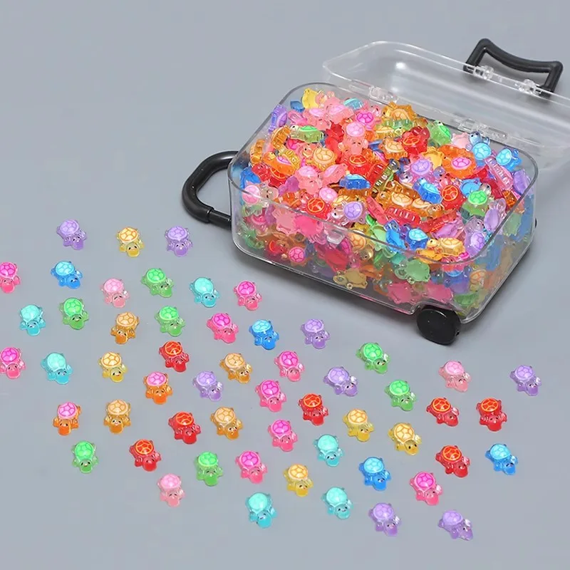 100Pcs Mini Resin Turtles Luminous Figures Miniature Ocean Animal for Fairy Garden Micro Landscaping Dollhouse Home Decor Crafts