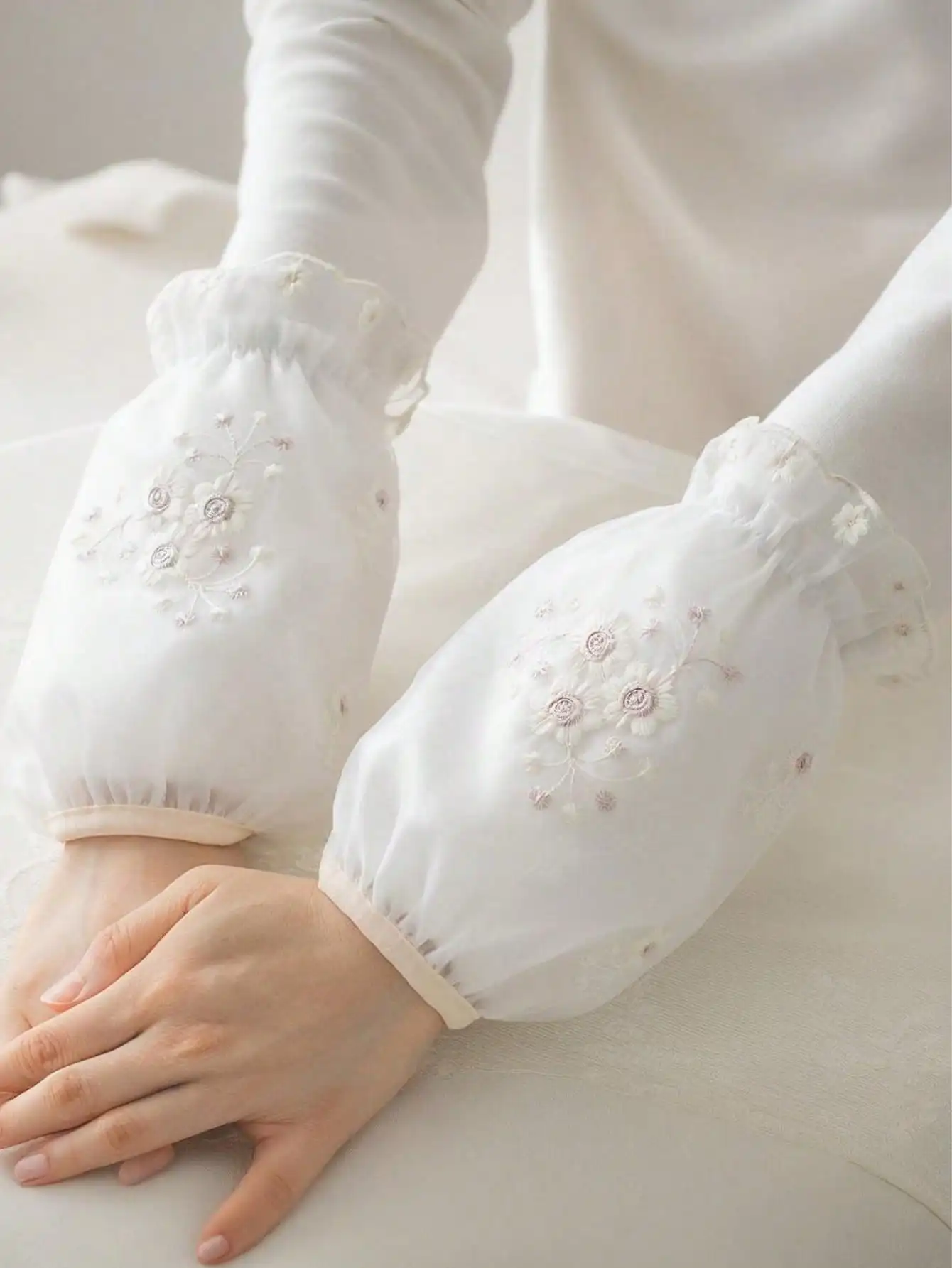 زوج واحد من أكمام الدانتيل الصغيرة ذات الأزهار، والإكسسوارات المنزلية #5