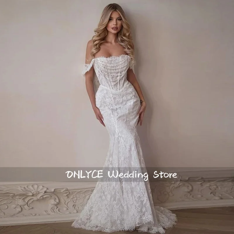 Mermaid Romantic Wedding Dress Lace Delicate Vestido De Noiva Appliques Ruched Bridal Vestidos Novia Bohemio Customized
