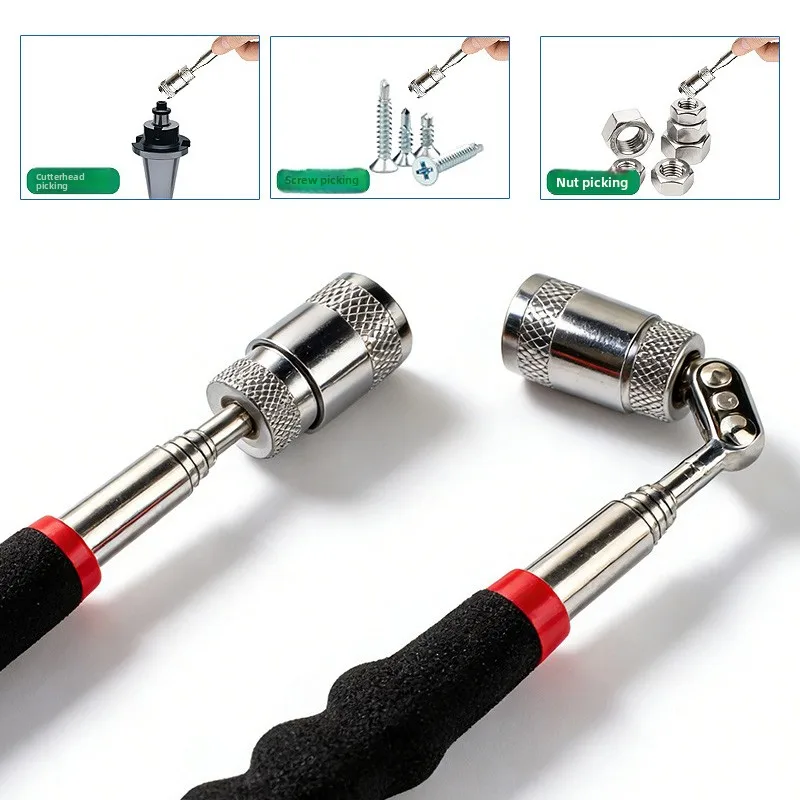 Telescopic Adjustable Magnetic Pick-Up Tools Magnetic Telescopic Magnet Grip Long Pen Telescopic Magnet Stick with LED Light