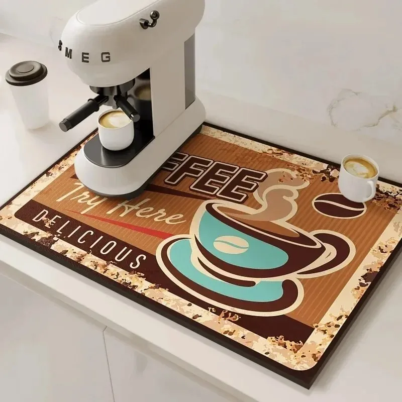 VIKAMA Coffee Machine Absorbent Pad, Kitchen Dish Draining Rack, Quick-Drying Absorbent Pad, Dish Washer Pad, Home Decoration