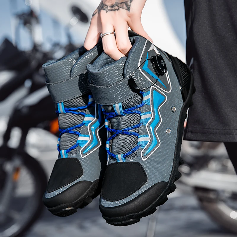 Motorcycle Boots  Biker Protective Gear Shift Rubber Shoes Motocross Boots Sole Retro Motorbike Shoes