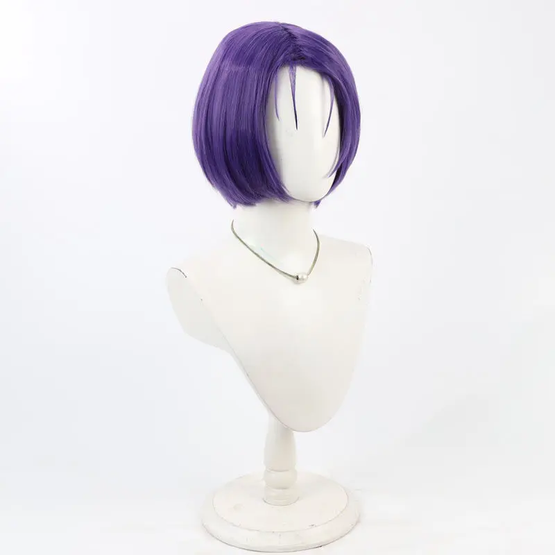 Sairenji Haruna Cosplay Wig Purple Short Azur Lane Synthetic Hair Heat Resistant Halloween Role Play Party Carnival + Wig Cap view 2