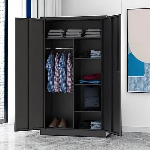 Armoire de rangement en métal avec porte verrouillable, armoire indépendante en acier, veste à vêtements, 72 po