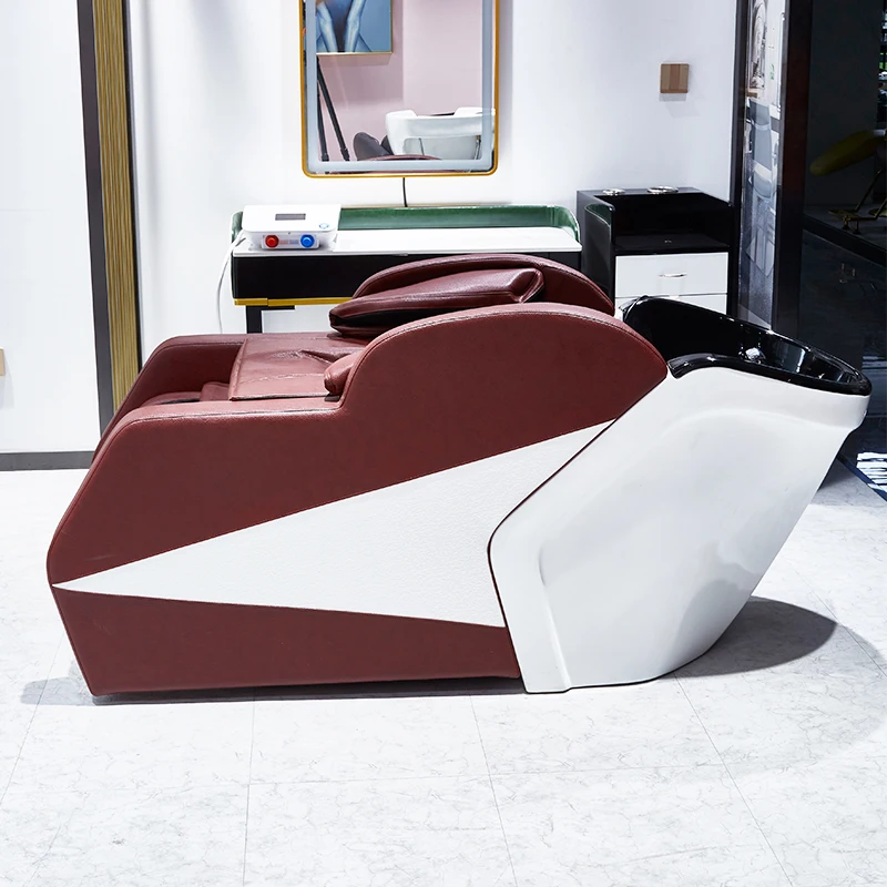 Modern Hot Sale Hair Salon Furniture  With Ceramic Bowl Sink Salon Shampoo Chair Bed Salon Furniture for Haircut