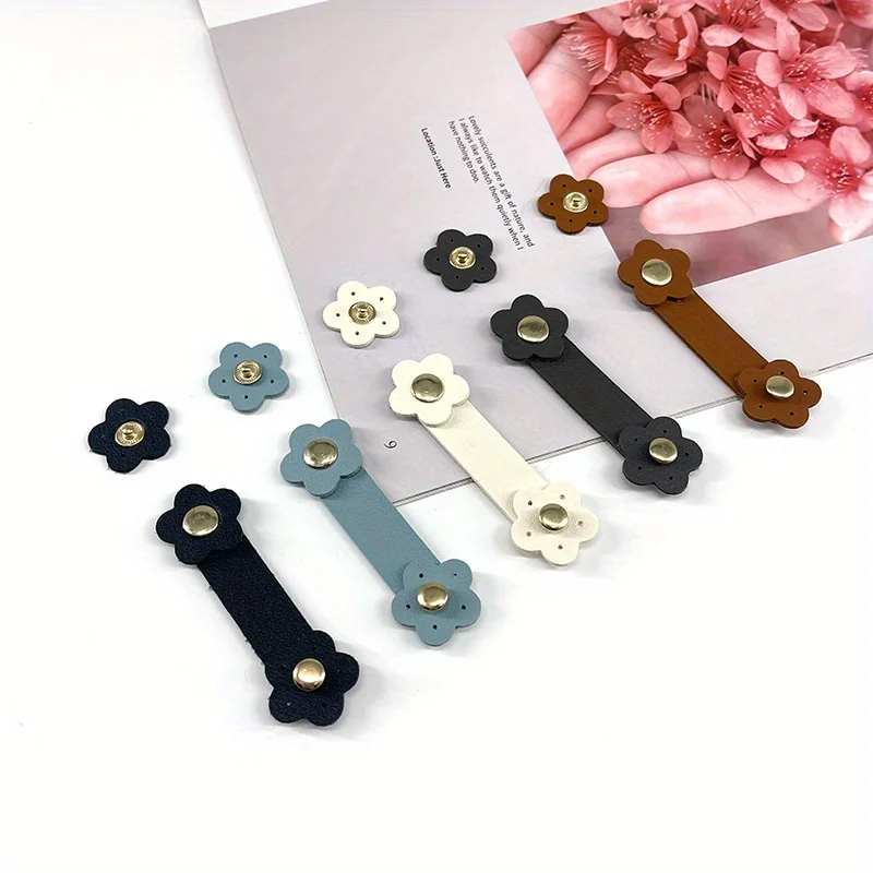 أبازيم أصلية من جلد البولي يوريثان للحقائب - 3 ألوان، على شكل زهرة، حقائب يد DIY، حقائب اليد، صناعة المحفظة - ترصيع الضغط، القابض #2