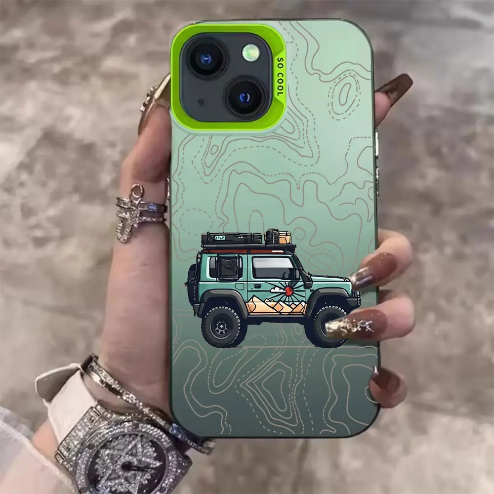 Simple Car Pattern Phone Case For iPhone 17 Air 16 15 14 13 12 Mini 11 Pro Xs Max 8 7 Plus 16e 17e X XR Anti-Scratch Hard Cover view 2