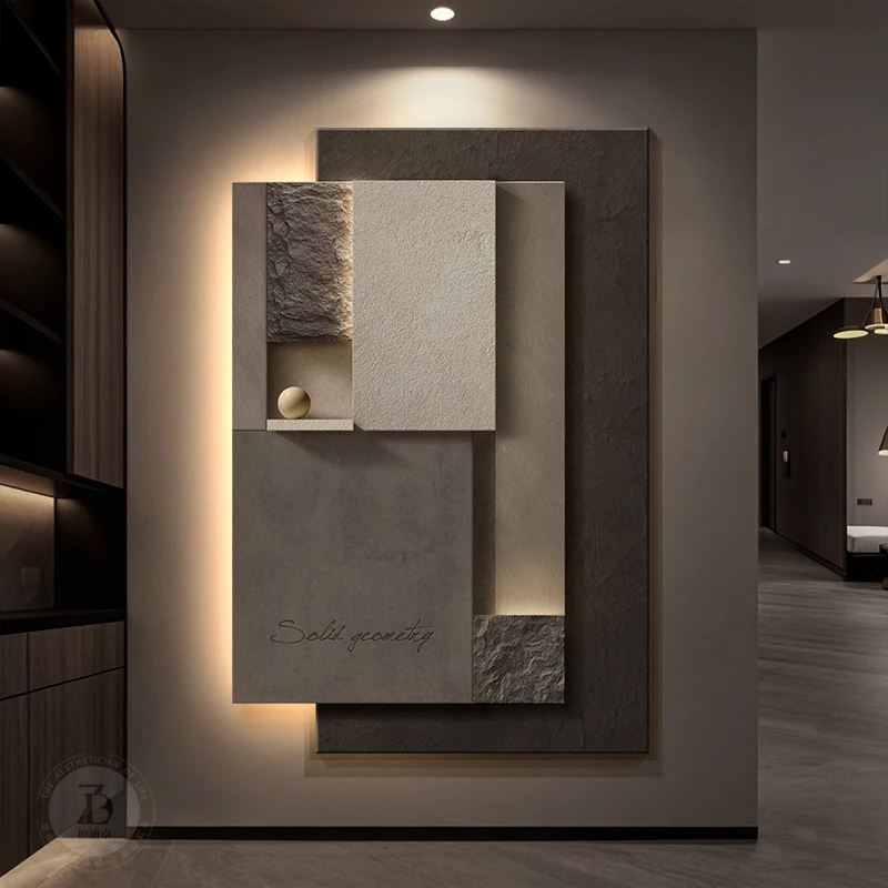 

Light luxury and high-class entry door porch decorative painting abstract geometric corridor aisle hanging painting living room