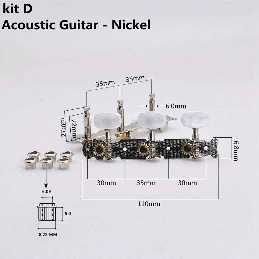 1 Set Classical Guitar 9.9mm Machine Heads Tuners  / Acoustic Guitar 6.0mm Machine Heads Tuners