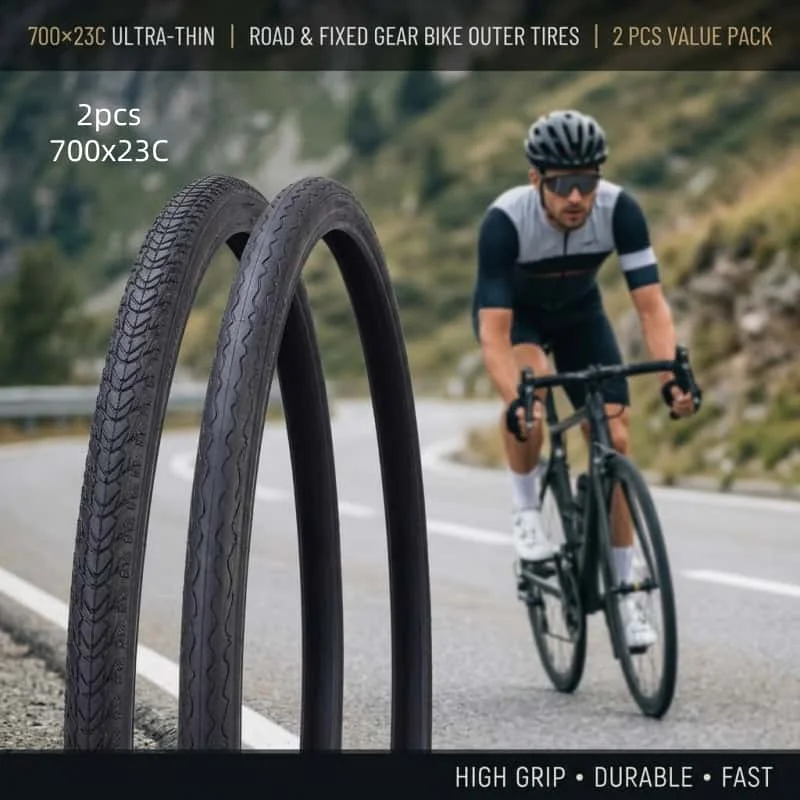700x23C Road Bike Tire 1/2 Pcs Ultra-Thin Outer Tyre Fixed Gear Fixie Bicycle Track Cycling Replacement Parts Accessories 700 C