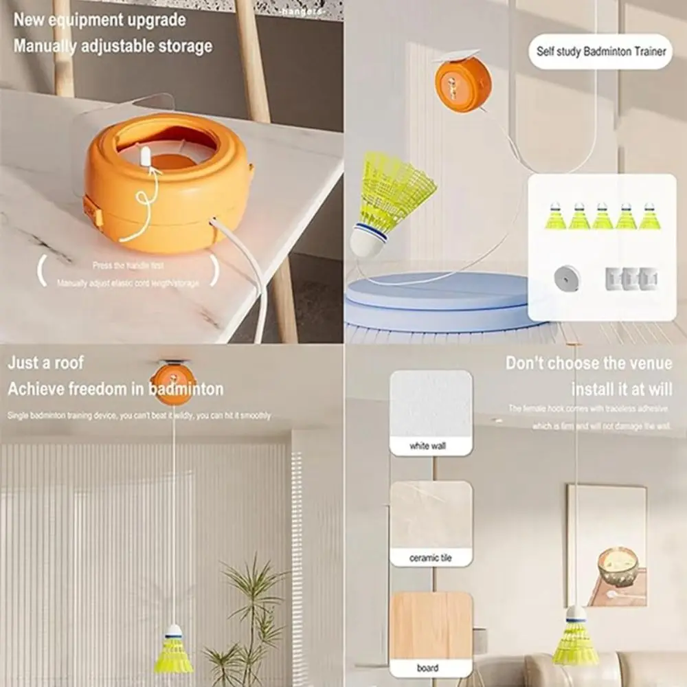 

Комплект из 3 тренировок для бадминтона, регулируемый портативный бадминтон с одним игроком, легкий автоматический отскок