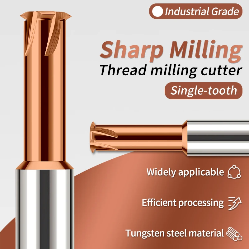

1PCS CNC Single Tooth Tungsten Steel Carbide Thread Milling Cutter M1.4 M1.8 M2 M8 M14 M16 M18 M24 M30 Machining Center Tools