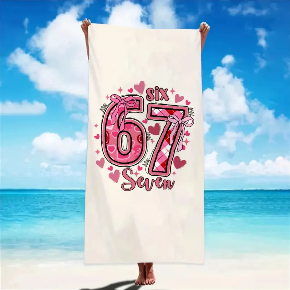 The '67' Beach Towel Fashion Numbers Quick Drying Towels,Soft &Comfortable,Perfect for Beach Camping Travel,Valentine's Day Gift