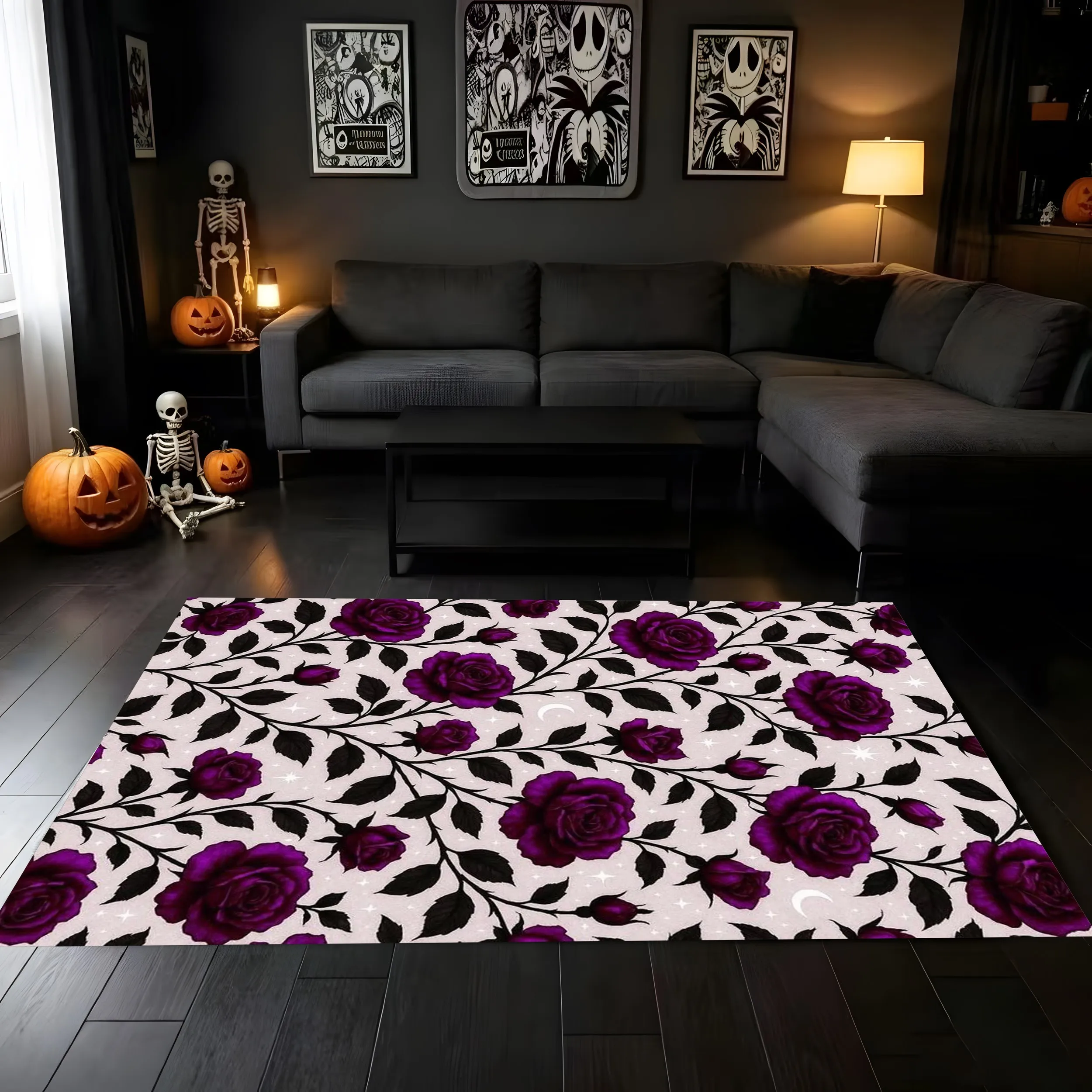 2D Large Carpet Halloween Costume Calf Pumpkin Ghost Cute Cartoon Style Warm and Soft Tone Fun Halloween Atmosphere
