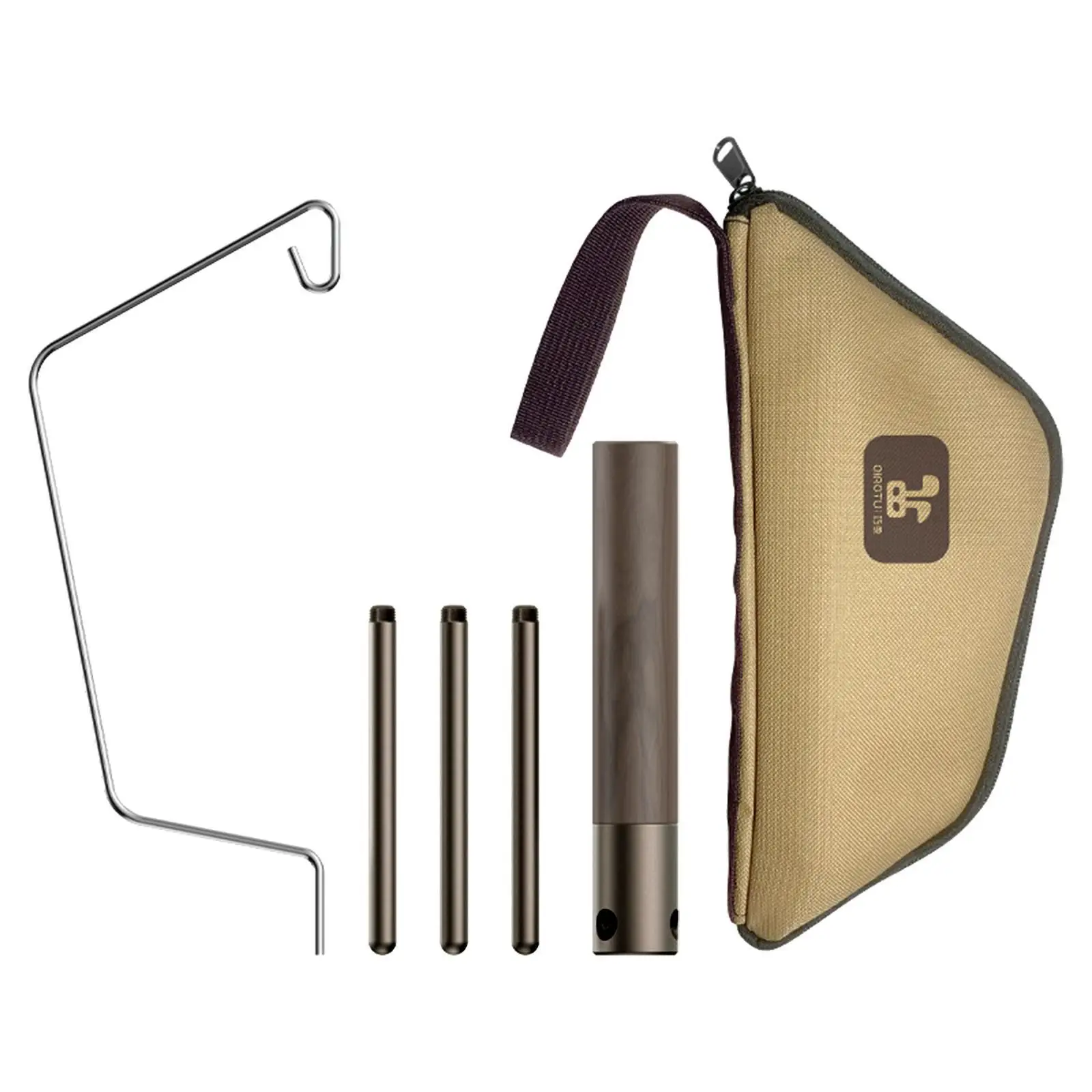 Portable Folding Lantern Stand Stainless Steel and Wood Lamp Pole Adjustable