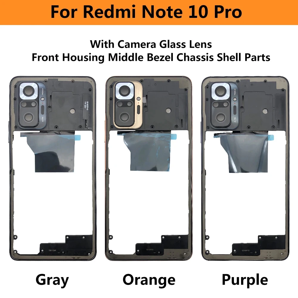 New Rear Camera Glass Lens Cover With Frame Holder For Redmi Note 10S 10 Pro 11S With Sticker Replacement Spare Parts