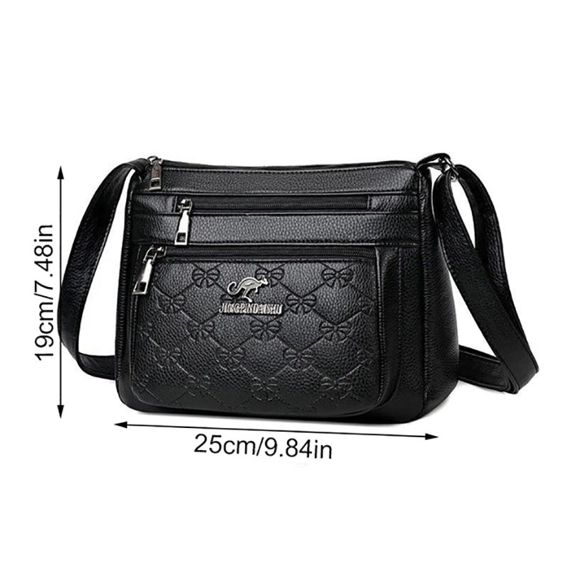 Bolsa de compras feminina de meia-idade multicamadas de grande capacidade de ombro único crossbody bolsa de compras para mães