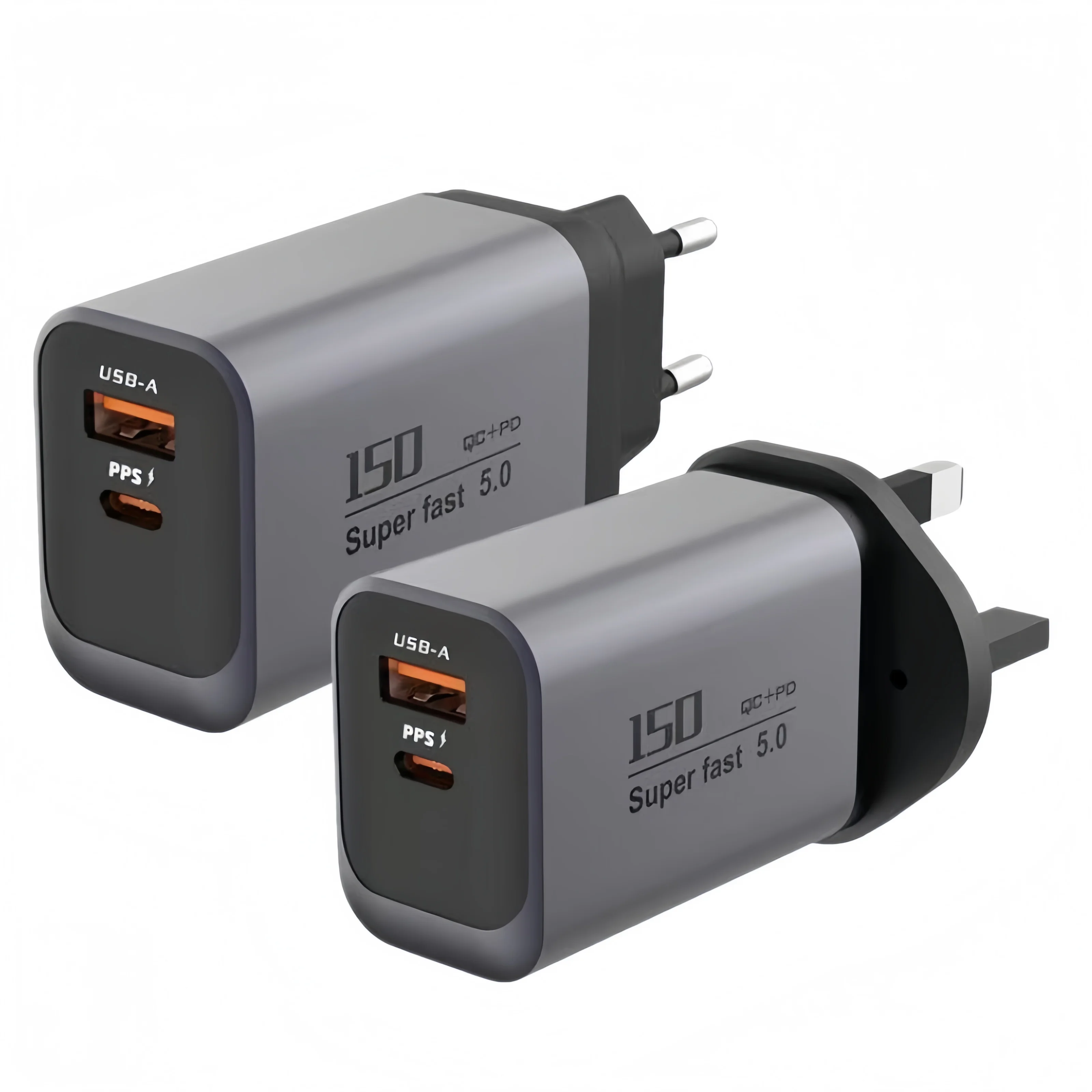 150W Super Fast Charger QC+PD 5.0 PPS USB-A + USB-C EU/UK/US Plug Quick Charge for iPhone Samsung Xiaomi Oneplus Laptop