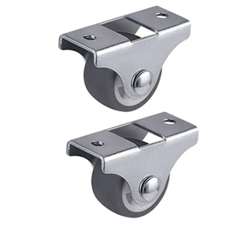 A19F-48PCS TPE Caster Wheels Duty Fixed Casters With Rigid Non-Swivel Base Ball Bearing Trolley Wheels Top Plate 1 Inch