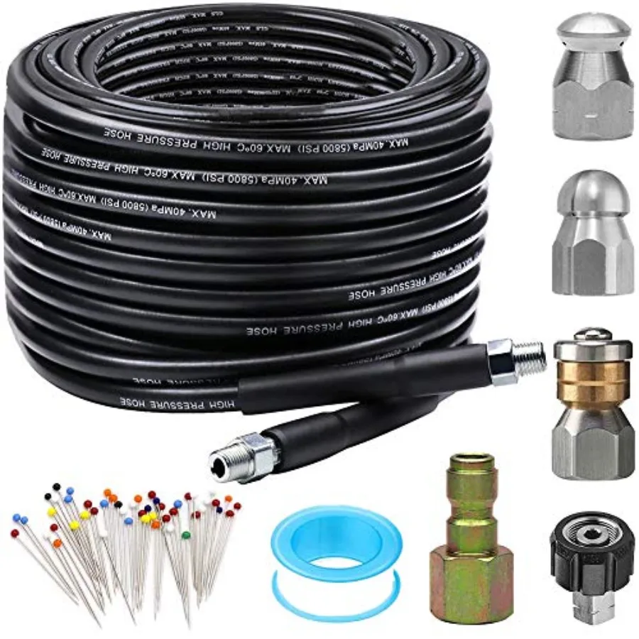 

Sewer Jetter Kit 50Feet 5800PSI Plastic 1/4 Inch NPT 600 Inch 1 Pack 50Feet