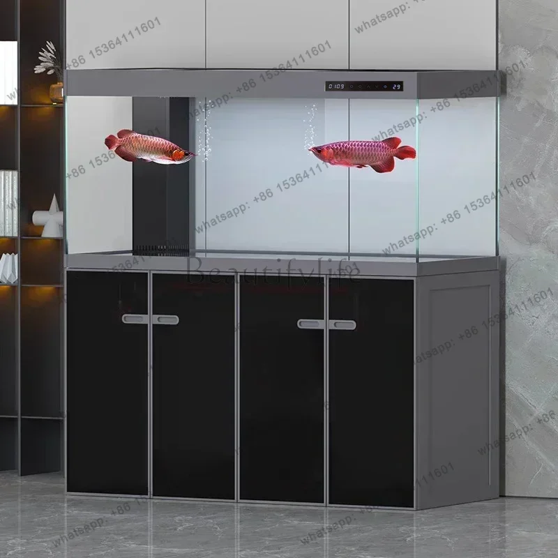 FG Ornamental Fish Tanks Aquariums Cabinet Multifunction Living Room Glass Aquariums Nordic Simple Design Pet Products Tangki LL