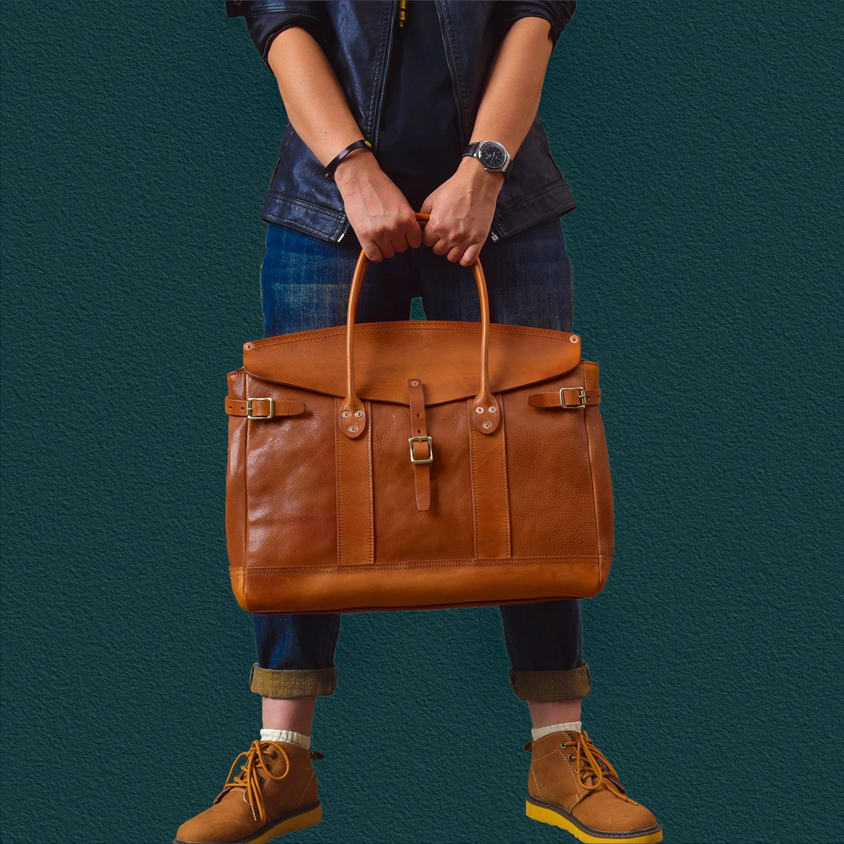 PNDME fashion business designer handmade first layer leather men briefcase luxury genuine leather large-capacity laptop handbag