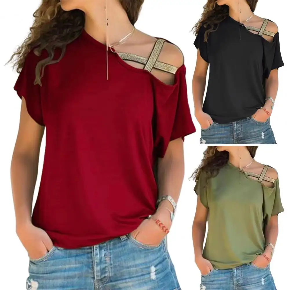 

2026 New Summer Clothes T-Shirt Chic Sexy Off Shoulder Spliced Women Tops Ruffles Sleeve Shirt Pure Color Loose Fit Pullover Top