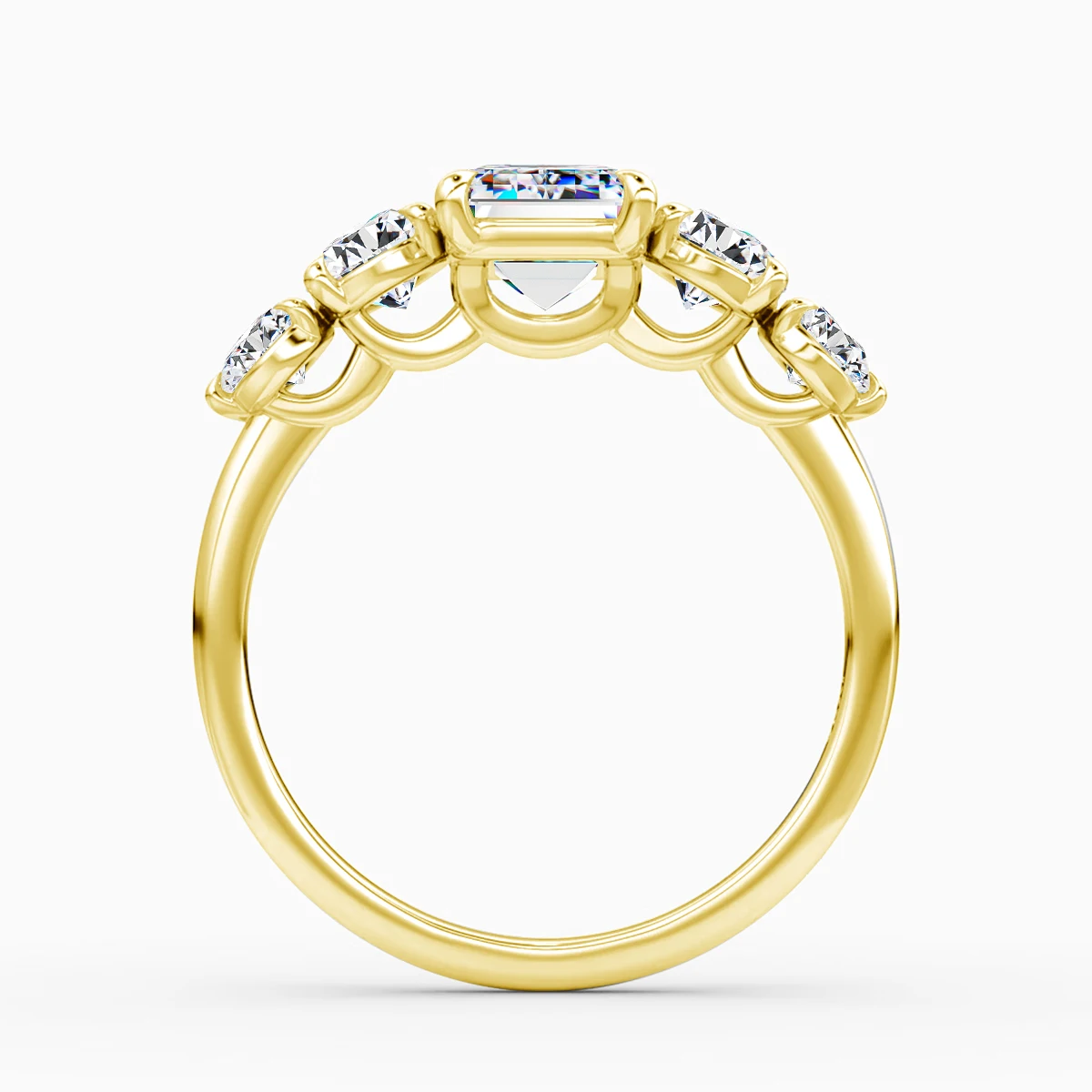 

14K Gold Filled Emerald Moissanite Rings For Women Five Gemstone Ring Luxury Wedding Engagement High-end Jewelry