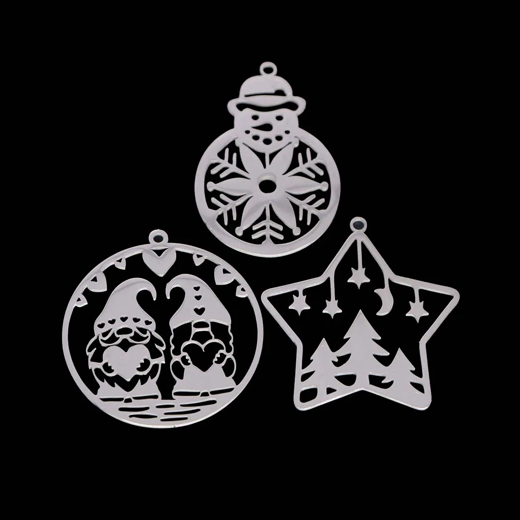 Stainless steel Christmas pendant accessories Christmas Tree Love elderly Snowflake Snowman bracelet necklace Pendant