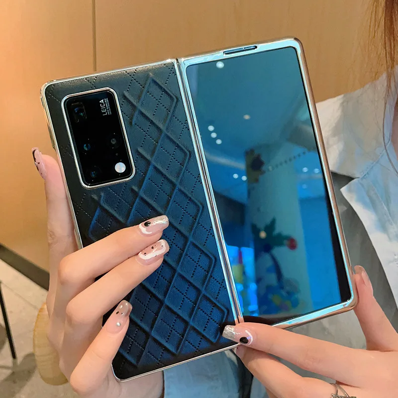 

Чехол для телефона Huawei Mate X6 X5 X3 X2 XS2 XS с ромбовидным узором, кожаный чехол для Huawei Nova Flip Pocket2 P50pocket Cover