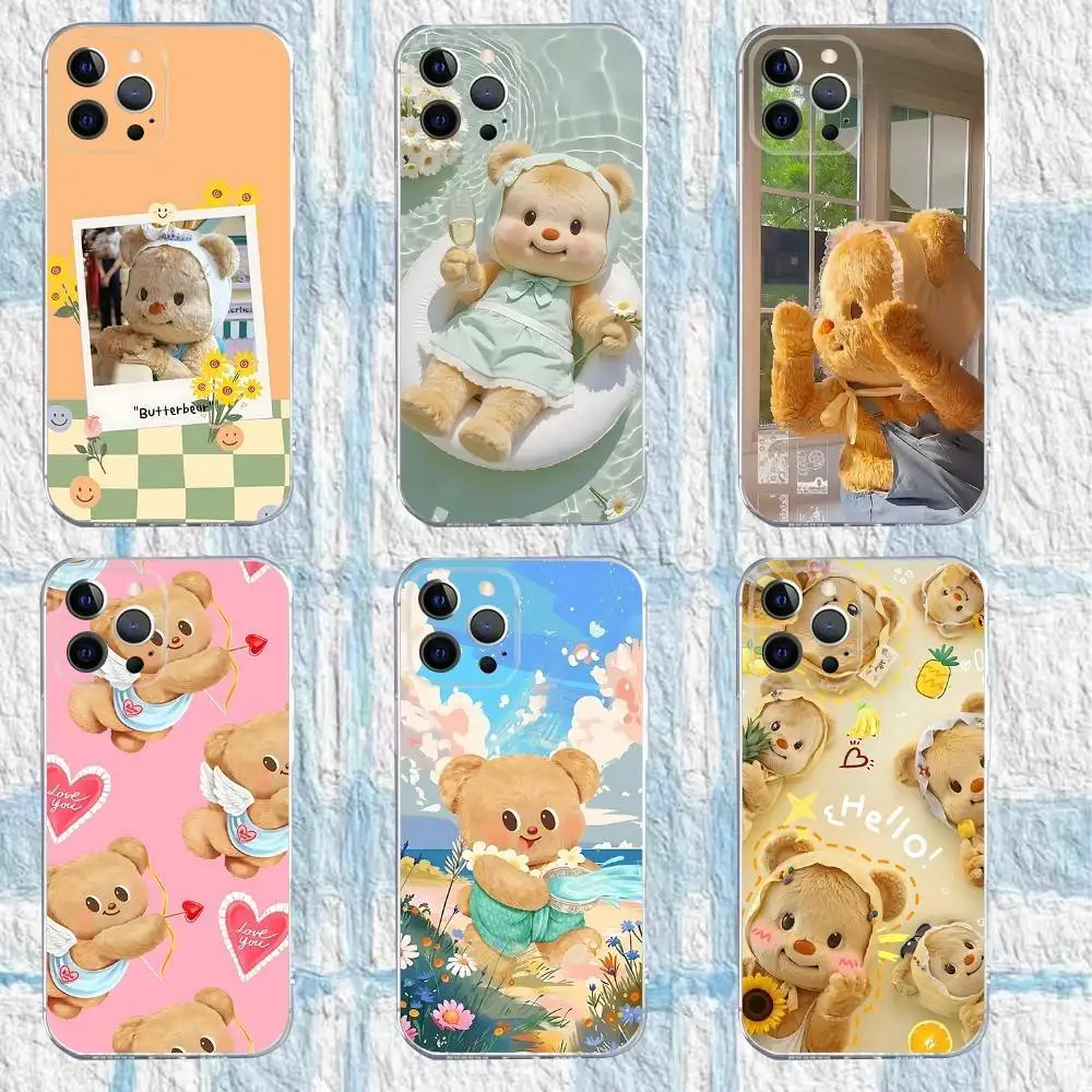 

Cute B-Butter bear Phone Case For iPhone 17,16,15,14,13,12,11 Pro,Max,Plus,X,XS,XR,SE4,E Mini Transparent Soft Cover