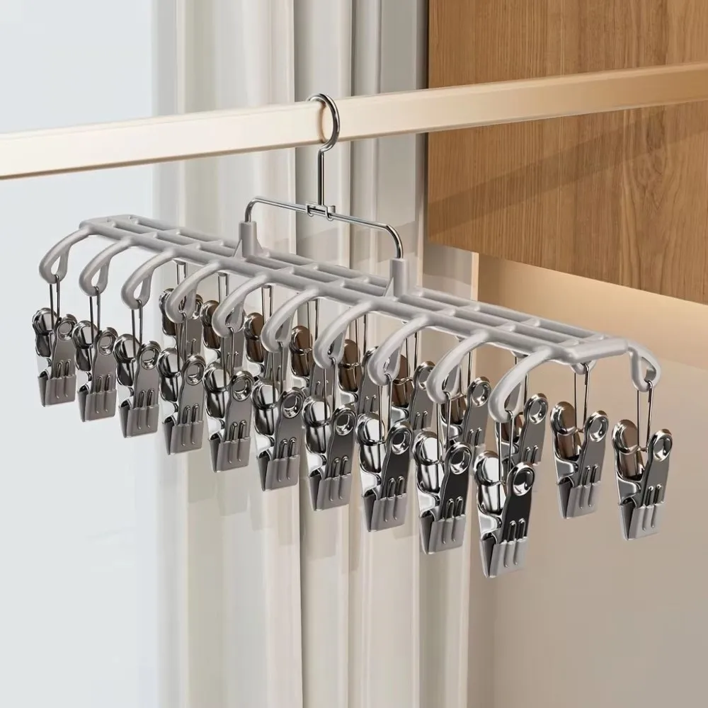 20 Clips Drying Clothes Hanger Rustproof Windproof Trouser Hanging Hook Non-marking Corrosion-Resistant Camisole Bra Clips