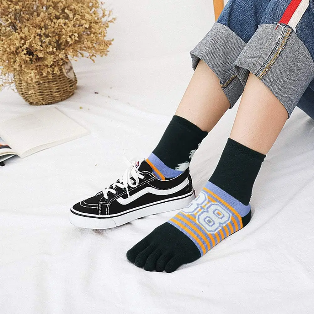 5 Pairs Women Five finger Socks Cotton Breathable Elastic Ankle Short Socks Casual High Quality Girls Soft Funny Toe Socks