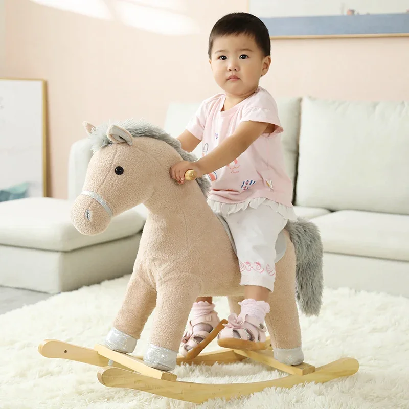 Trojans rocking horse plush toys for children Baby dual-use rocking horse riding toys birthday gift.