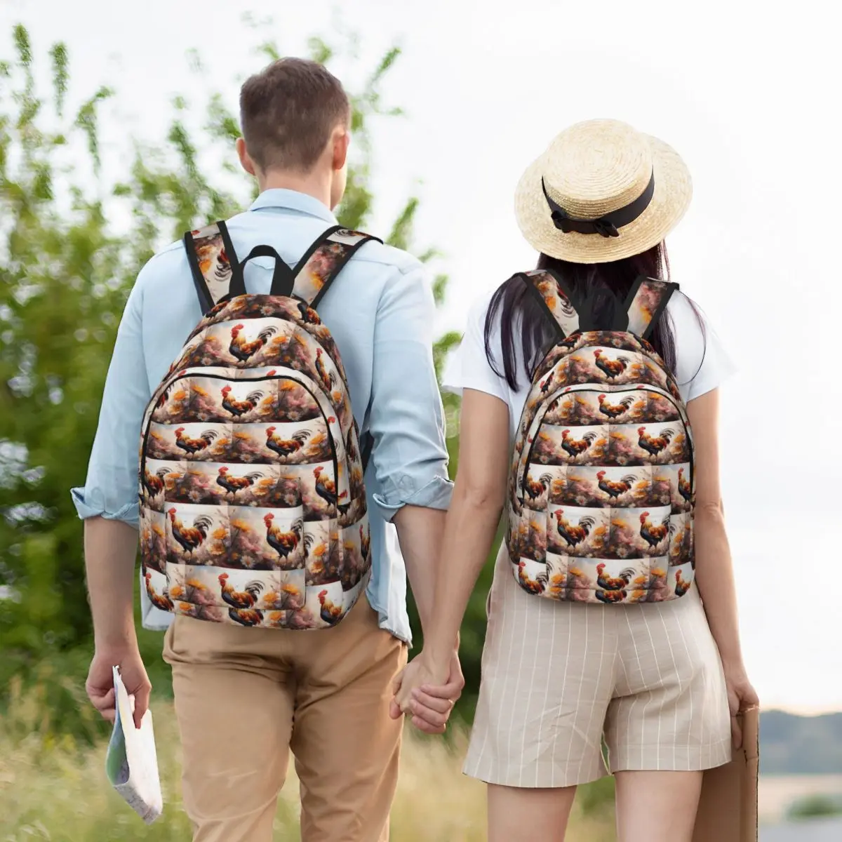 Rooster Hen Picture Backpack Student BookBag Children School Bag Computer Shoulder Bags for Boys Girls